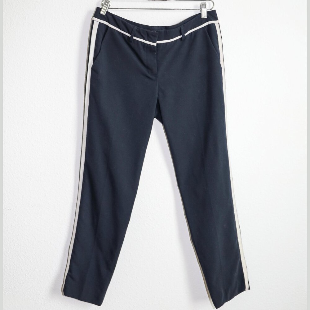 Willi Smith Navy Blue White Stripe Low Rise Trousers Size 8 Workwear Office Pant